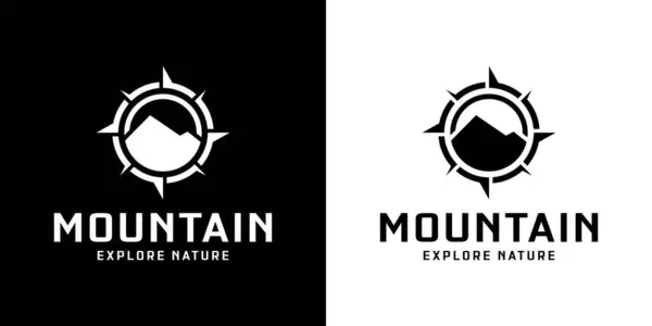 Dağ ve pusula siluetinin basit logo tasarımı