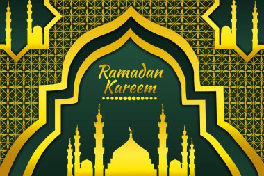 İslami arka plan düz cami ramazan kareem altın rengi