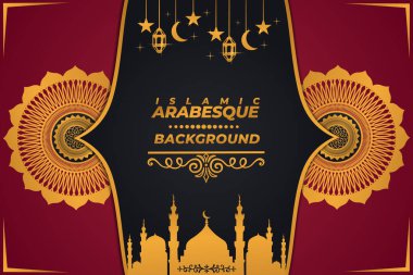 arkaplan süsü Arabesk İslami kırmızı siyah altın gradyanı