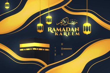 Ramazan Kareem Mekke düz cami altın ışık süsü