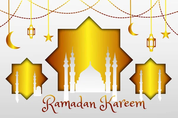 Düz Cami Ramazan Kareem Altın Kağıt — Stok Vektör