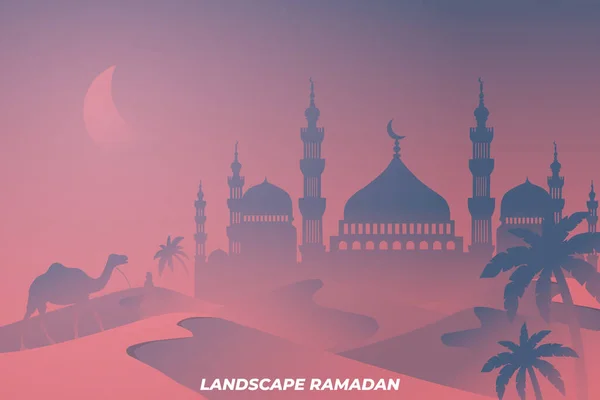 Peyzaj Camii Deve Tatlısı Ramazan Kareem Slami — Stok Vektör