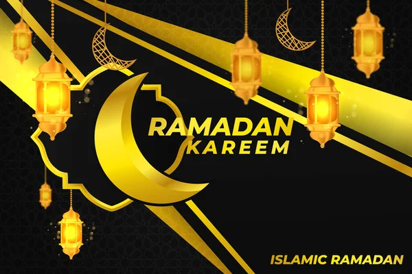 Ramazan Kareem Arka Plan Fener Altın Gradyanı — Stok Vektör