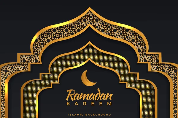 Ramadan Kareem Islami Arka Plan Altın Siyah Gradyan — Stok Vektör