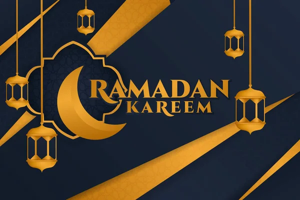 Arkaplan Ramadan Kareem Süs Altın Mavi — Stok Vektör