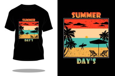 Yaz gününün retro siluet t-shirt tasarımı