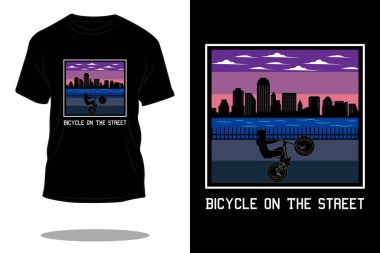 Bisiklet sokakta retro t-shirt tasarımı