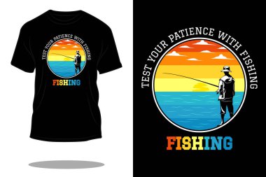 Balıkçılık retro t-shirt tasarımı