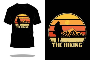 Yürüyüş retro t-shirt tasarımı