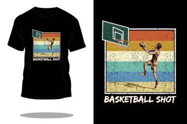 Basketbol sahnesi retro t-shirt tasarımı