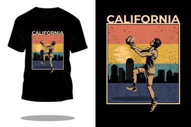 California basketbol retro tişört tasarımı