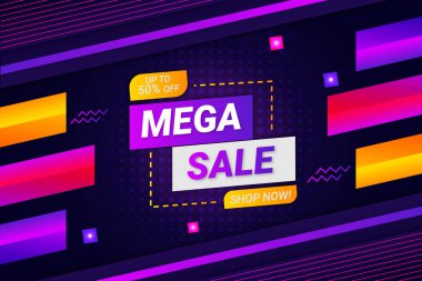 Mega Satış Arkaplanı Siyah Mor Biçim