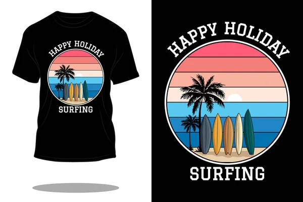 stock vector happy holiday surfing retro t shirt design