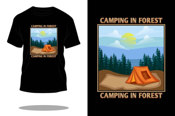 Campeggio Forest Retro Shirt Design — Vettoriale Stock