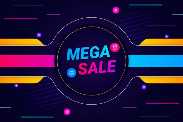 Mega Sale Achtergrond Donker Paarse Stijl — Stockvector