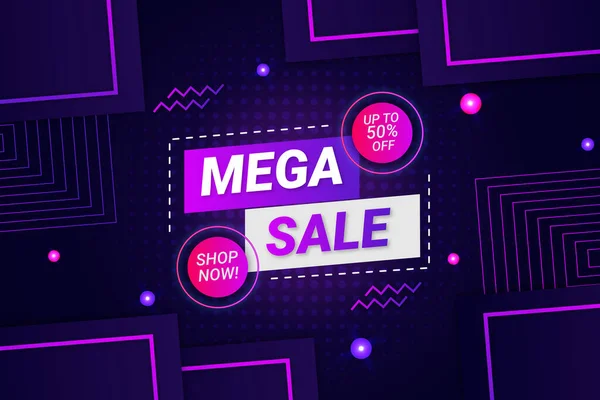 Mega Sale Achtergrond Donker Blauwe Stijl — Stockvector