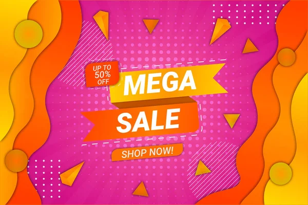 Mega Sale Achtergrond Roze Blauwe Vloeibare Stijl — Stockvector