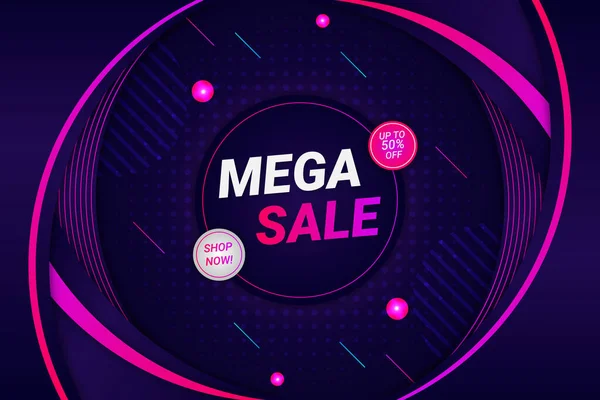 Mega Sale Achtergrond Donker Paarse Stijl — Stockvector