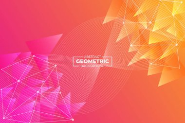 Soyut Geometrik ve Dalgalı Çizgi Arkaplan Pembe Turuncu