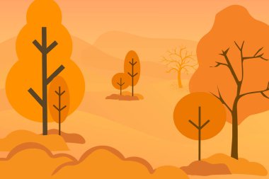 düzlük Sonbahar Ağaçları Güzel Turuncu Renkler