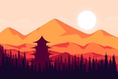 Düz arazi Japon tapınakları dağlarda ve doğal ormanlarda bulunur.