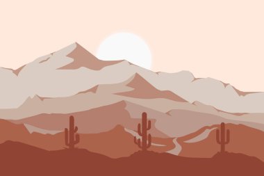 Düz arazi, dağlık doğa, güzel çöl.