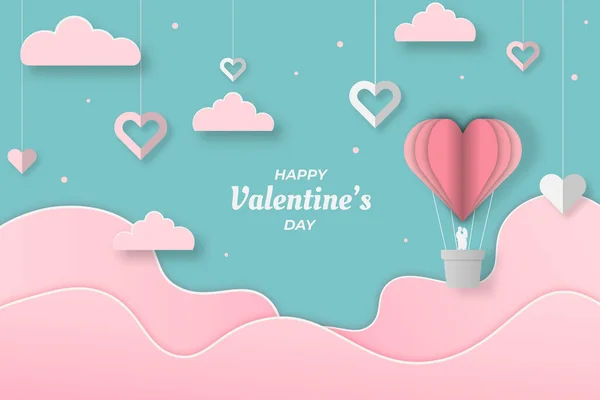Schattige Valentijn Achtergrond Blauw Roze — Stockvector