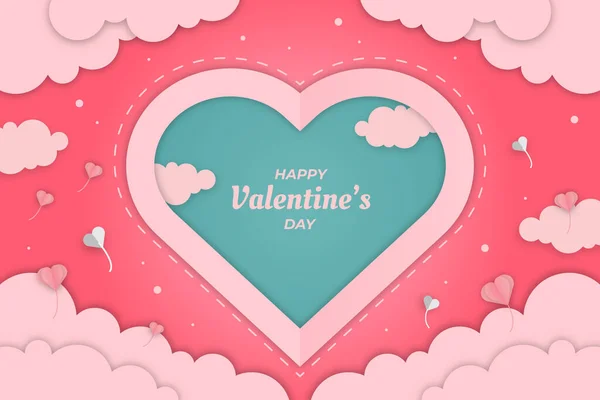 Söt Valentine Pink Love Cloud Bakgrund — Stock vektor