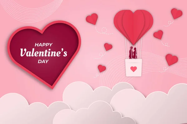 Romantische Valentinstag Luftschiff Rosa Hintergrund — Stockvektor