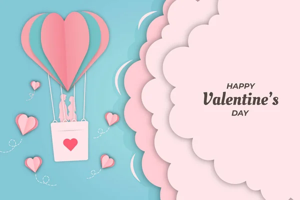 Romantic Valentine Day Airship Background — Stock Vector