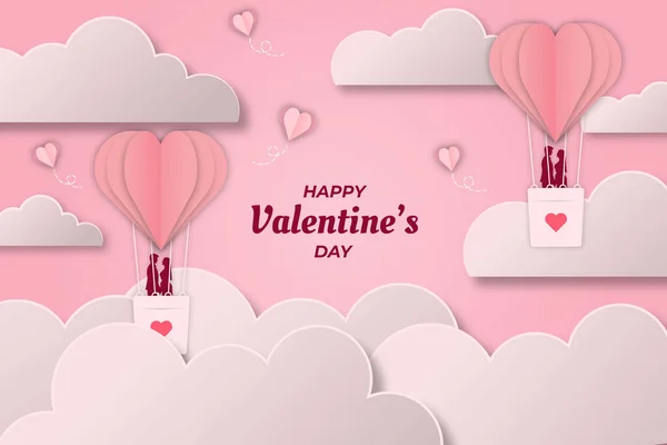 Día San Valentín Romántico Dirigible Fondo — Vector de stock