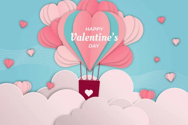 Romántico Día San Valentín Rosa Dirigible Fondo — Vector de stock