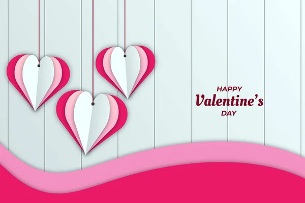 Leuke Valentijn Met Roze Wit Hart Achtergrond — Stockvector
