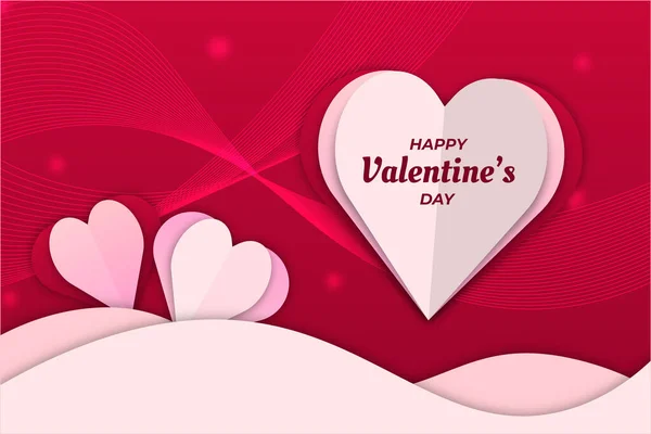 Bonito Dia Dos Namorados Com Fundo Coração Rosa Branco — Vetor de Stock