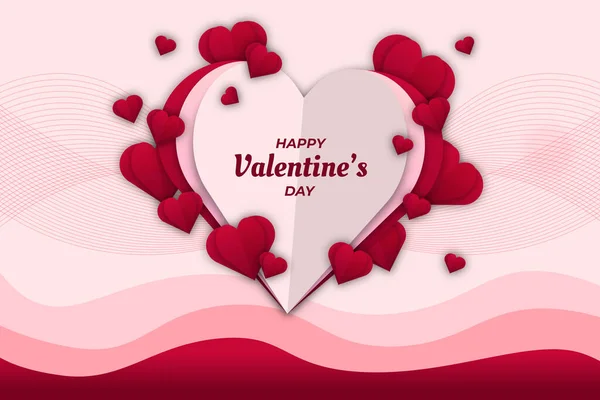 Bonito Dia Dos Namorados Com Fundo Coração Rosa Branco —  Vetores de Stock