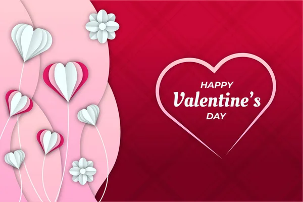 Aranyos Valentine Heart Pink Maroon Háttér — Stock Vector