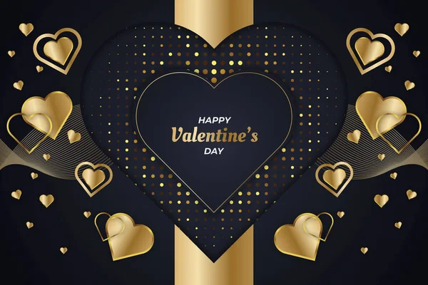 Día San Valentín Elegante Fondo Oscuro Oro — Vector de stock