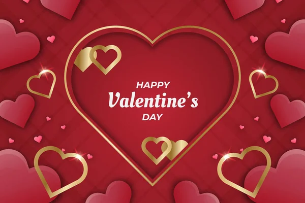 Día San Valentín Corazón Granate Con Fondo Dorado — Archivo Imágenes Vectoriales