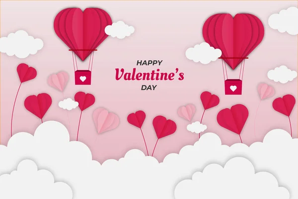 Romantisch Roze Luchtschip Valentijn Achtergrond — Stockvector