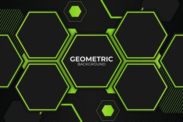 Absztrakt Geometrikus Hexagon Ragyogó Zöld Háttér — Stock Vector