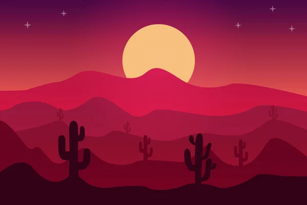Плоский Пейзаж Пустельному Піску Атмосфері Сонця — стоковий вектор