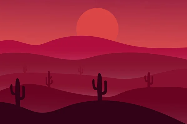 flat landscape desert at night is red
