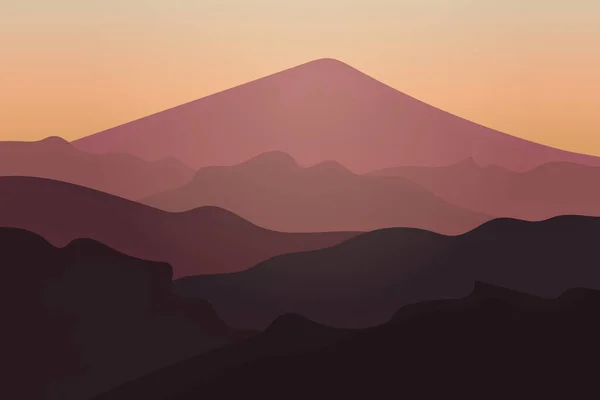Плоский Пейзаж Озера Второй Половине Дня Заходящего Пурпурного Солнца — стоковый вектор