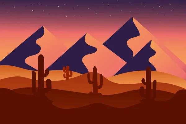 flat landscape desert at night is beautiful decorated with orange gradient