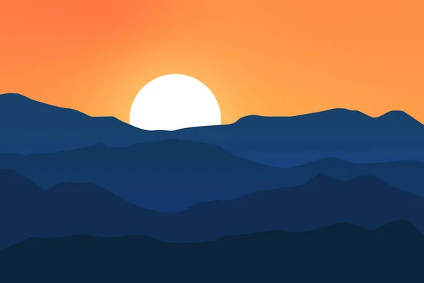 平らな風景山太陽の日当たりの良い美しい自然 — ストックベクタ