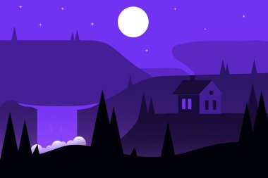 Güzel bir tepenin ortasındaki düz bir manzara evi.