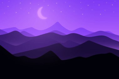 düz manzara Himalayalar geceleri güzel parlak ışıklardır.