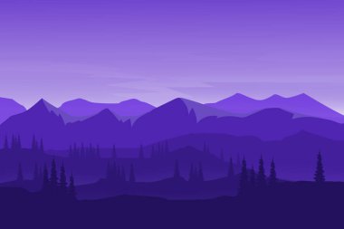 düz manzara güzel doğal dağlar yoğun çam ormanı