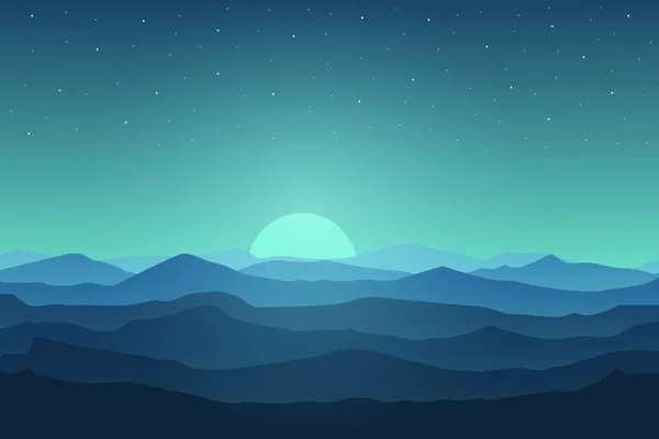 Flache Landschaft Himalaya Berge Schöne Natur Bei Nacht — Stockvektor