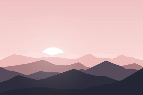 平らな風景美しい抽象的な山の自然 — ストックベクタ